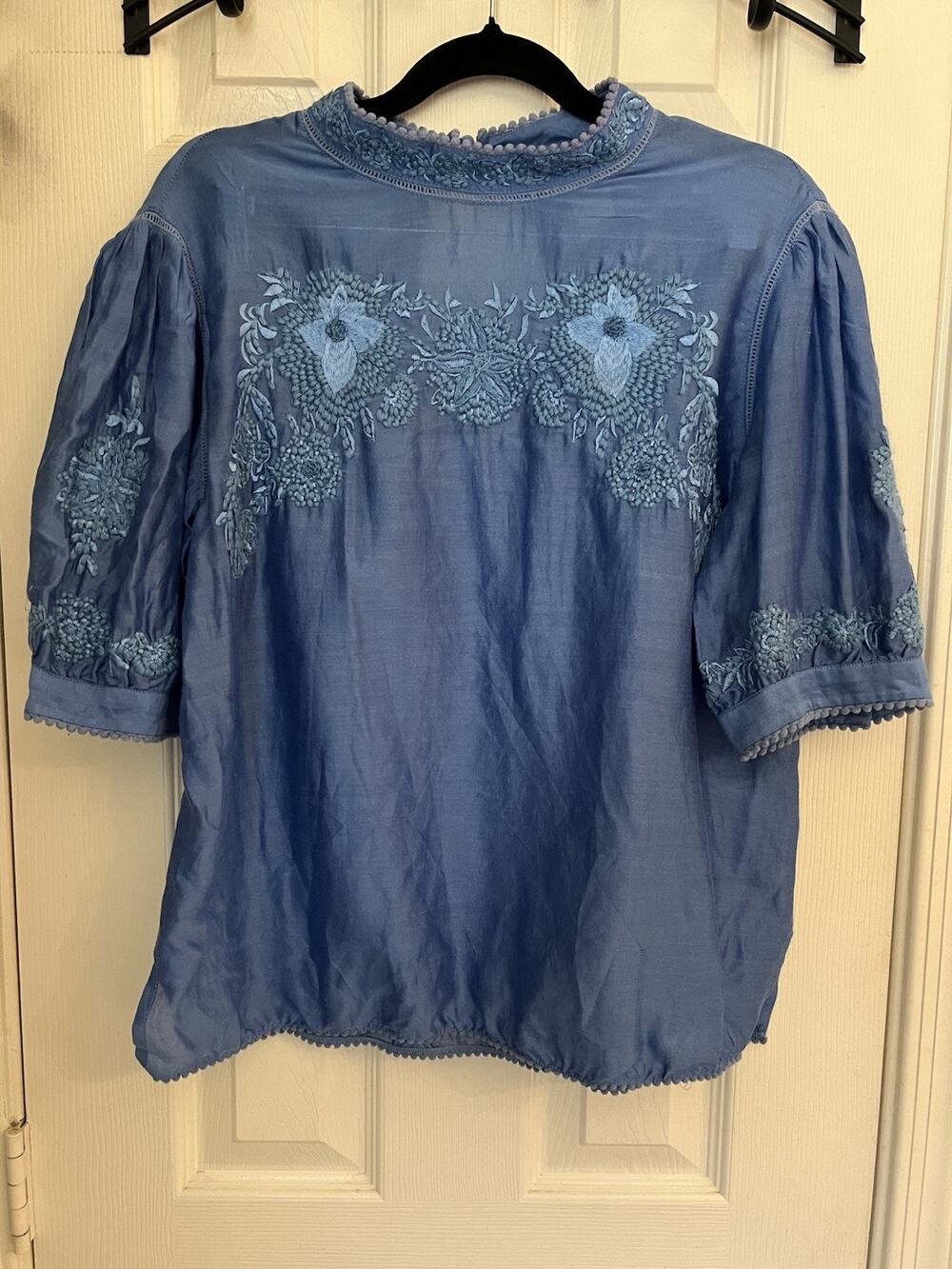 Payal Jain Embroidered Linen Resort Top Medium